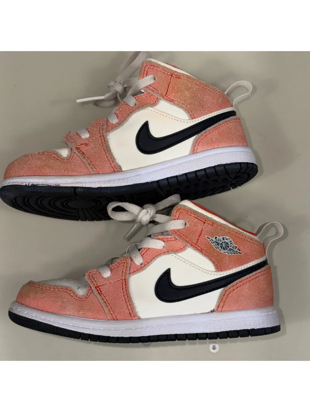 Nike Air Jordan 1 Mid SE Toddler Sneakers Pink Suede White Black Shoes Size 10C